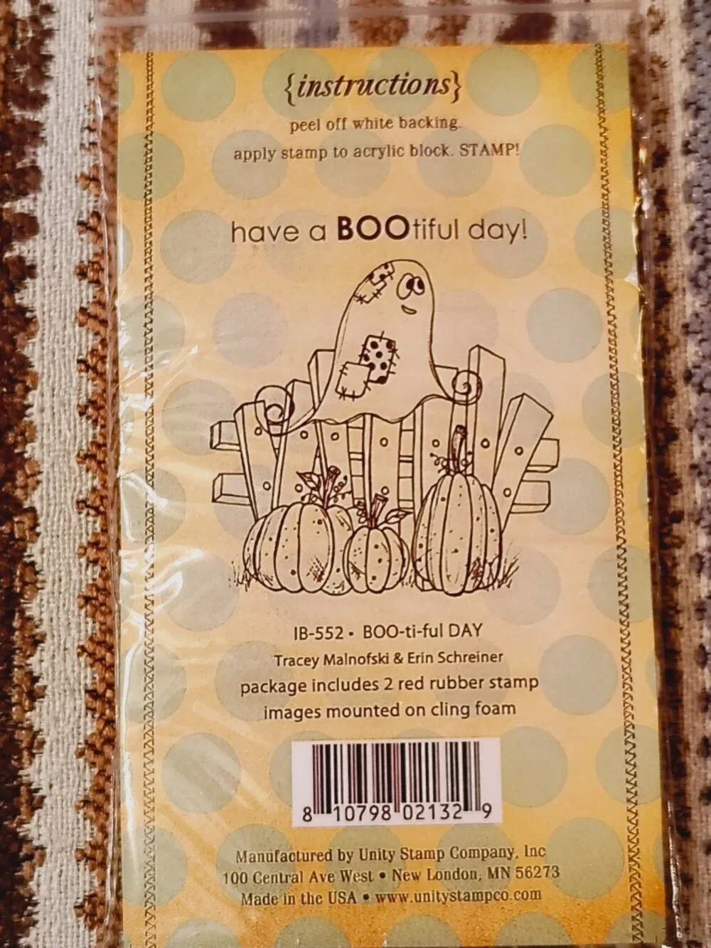 Halloween Rubber Stamp Have A BOOtiful Day Cute Ghost Pumpkins Itty Bitty Unity